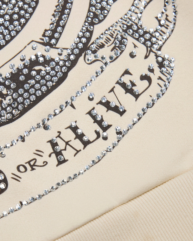 Trapstar x Ed Hardy Dead or Alive Rhinestone Hoodie - Cream - My Store