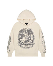 Trapstar x Ed Hardy Dead or Alive Rhinestone Hoodie - Cream - My Store