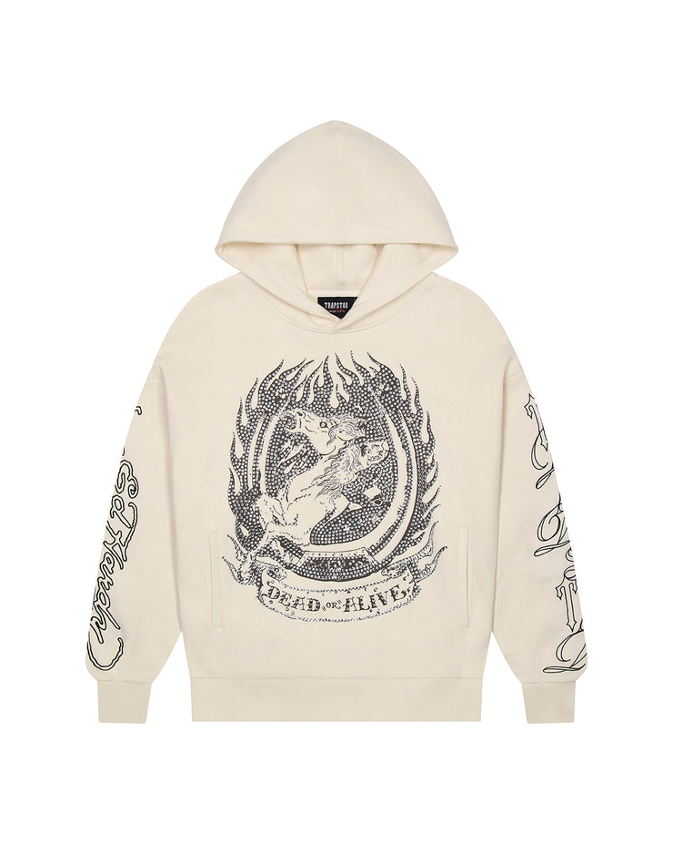 Trapstar x Ed Hardy Dead or Alive Rhinestone Hoodie - Cream - My Store