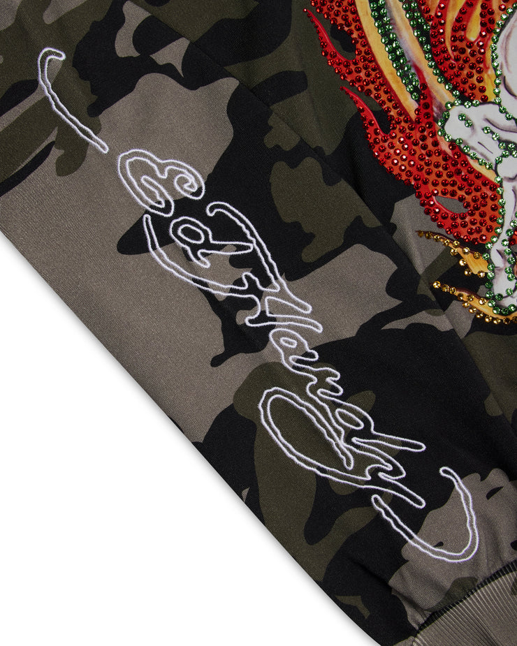 Trapstar x Ed Hardy Dead or Alive Rhinestone Hoodie - Camo - My Store