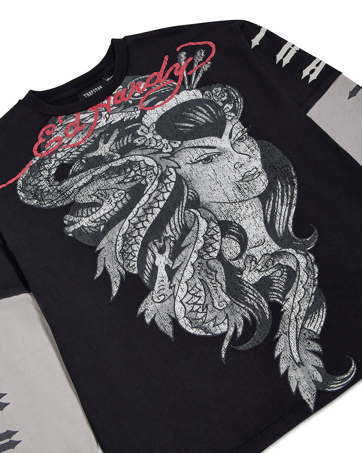 Trapstar x Ed Hardy Medusa LS Tee - Black/White