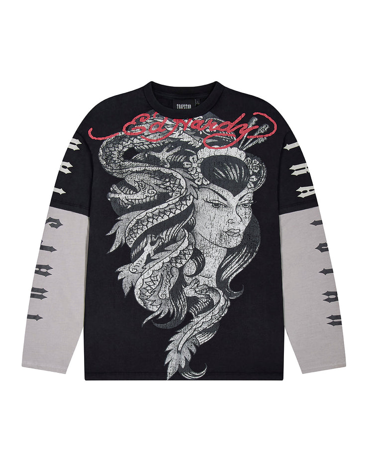 Trapstar x Ed Hardy Medusa LS Tee - Black/White