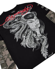 Trapstar x Ed Hardy Medusa LS Tee - Washed Black/Camo