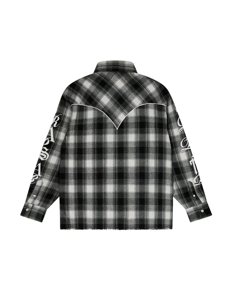 Script Flannel Shirt - Black