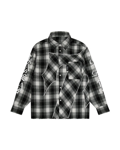 Script Flannel Shirt - Black