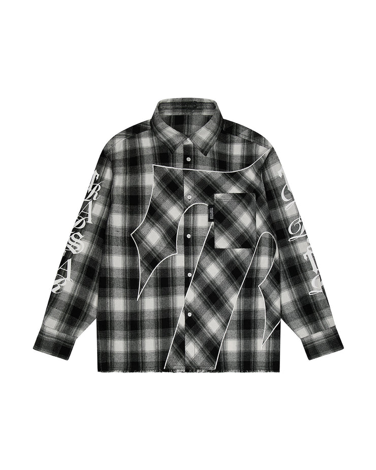 Script Flannel Shirt - Black