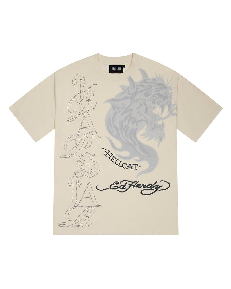 Trapstar x Ed Hardy Hell Cat Tee - Natural