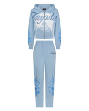 Trapstar x Ed Hardy Women's Love On Fire Hoodie - Baby Blue